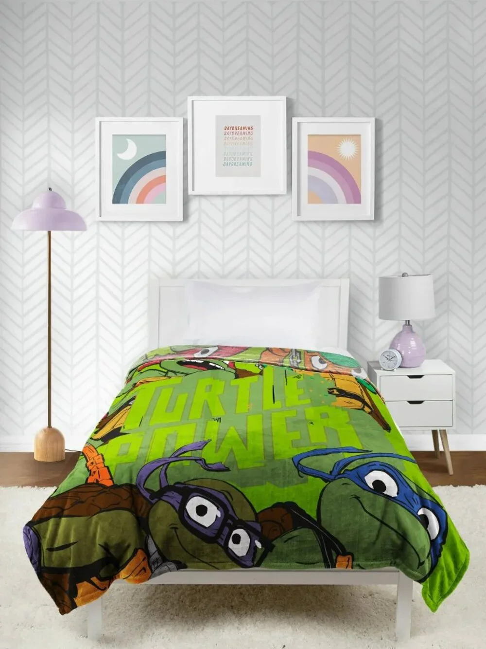 Teenage Mutant Ninja Turtles Kids Twin/Full Blanket, 62 x 90, Microfiber, Blue,